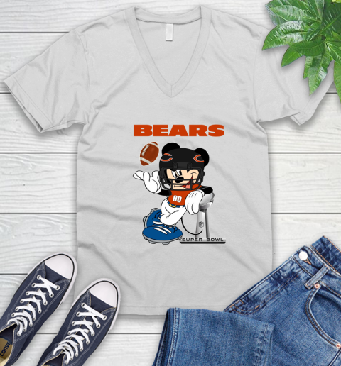 NFL Chicago Bears Mickey Mouse Disney Super Bowl Football T Shirt V-Neck T-Shirt 1