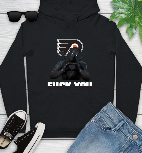 NHL Philadelphia Flyers Deadpool Love You Fuck You Hockey Sports Youth Hoodie