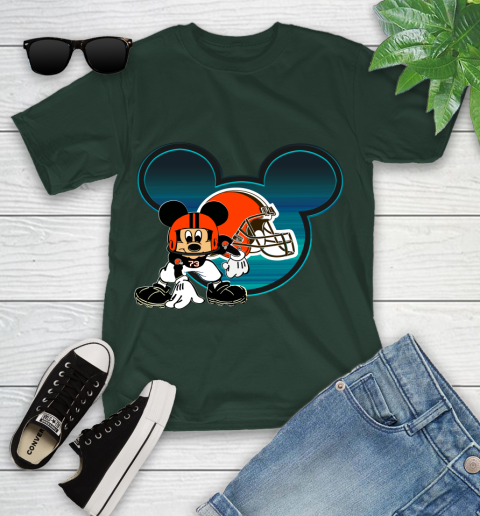 NFL Cleveland Browns Mickey Mouse Disney Football T Shirt Youth T-Shirt 17
