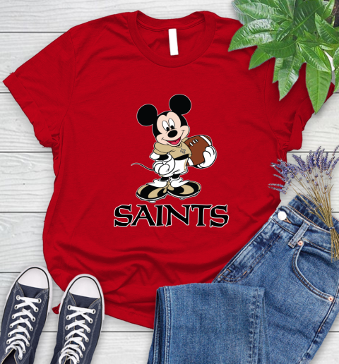 NFL Football New Orleans Saints Cheerful Mickey Mouse Shirt Women's T-Shirt 11
