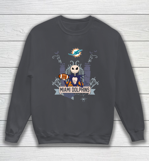 NFL Miami Dolphins Football Jack Skellington Halloween Sweatshirt 4