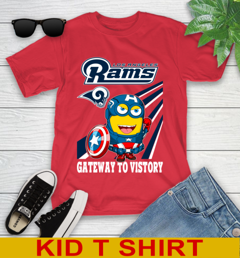NFL Football Los Angeles Rams Captain America Marvel Avengers Minion Shirt Youth T-Shirt 11