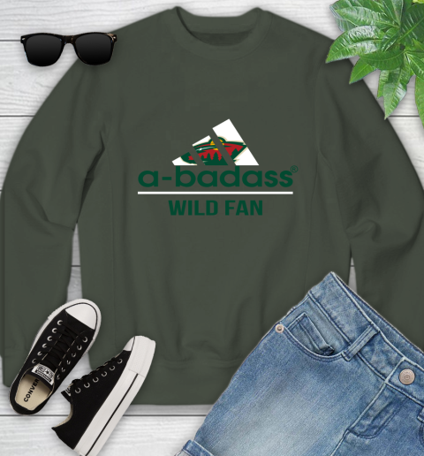 NHL A Badass Minnesota Wild Fan Adidas Hockey Sports Youth Sweatshirt 9