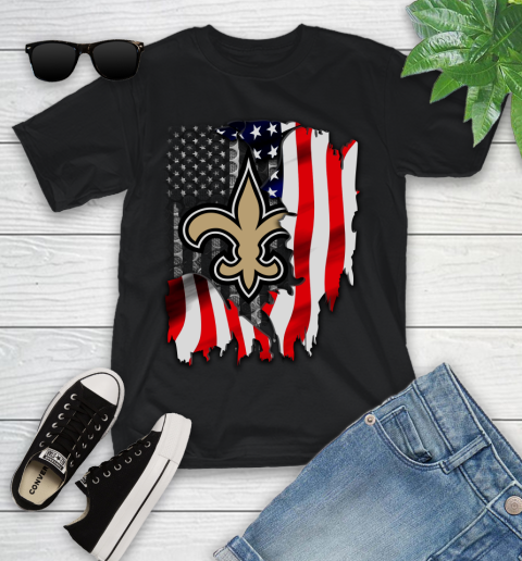 New Orleans Saints NFL Football American Flag Youth T-Shirt