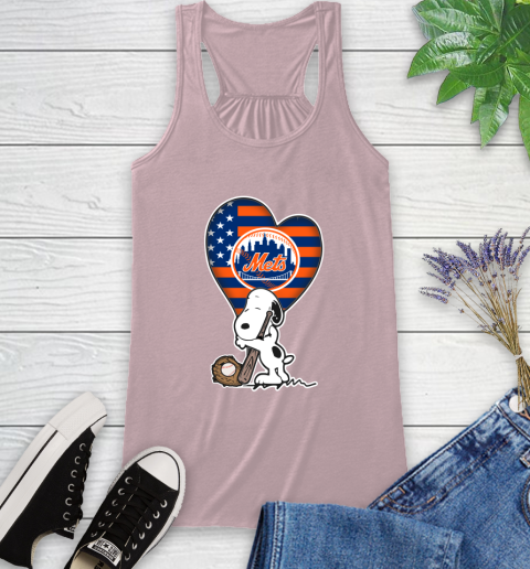New York Mets MLB Baseball The Peanuts Movie Adorable Snoopy Racerback Tank 11