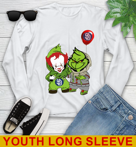 Baby Pennywise Grinch Christmas MLB Baseball San Diego Padres Youth Long Sleeve
