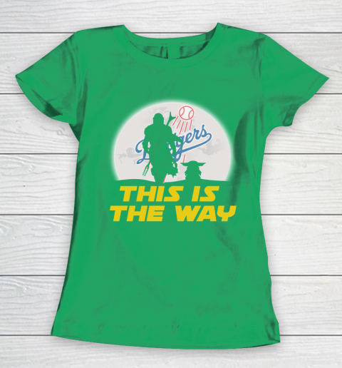 Los Angeles Dodgers MLB Baseball Star Wars Yoda And Mandalorian This Is The Way Women's T-Shirt 5