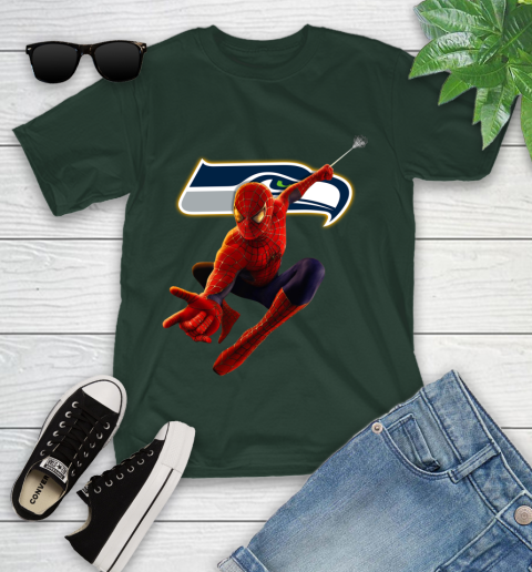 NFL Spider Man Avengers Endgame Football Seattle Seahawks Youth T-Shirt 5