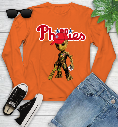 MLB Philadelphia Phillies Groot Guardians Of The Galaxy Baseball Youth Long Sleeve 4