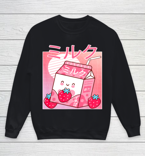 Japanese Kawaii Strawberry Milk  Shake Carton Funny Retro Youth Sweatshirt
