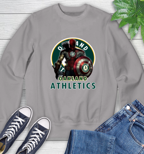 MLB Captain America Thor Spider Man Hawkeye Avengers Endgame Baseball Oakland Athletics Sweatshirt 5