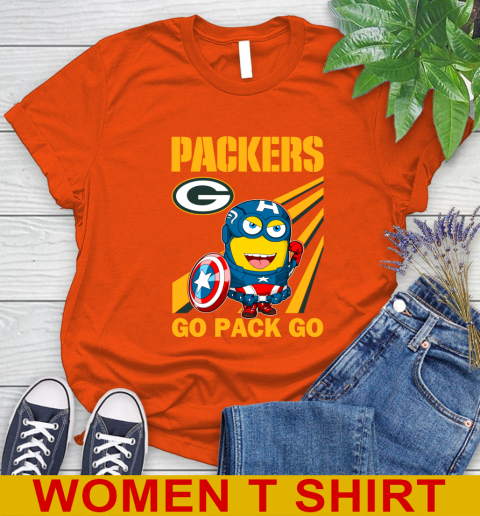 NFL Football Green Bay Packers Captain America Marvel Avengers Minion Shirt Women's T-Shirt 3