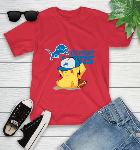 NFL Pikachu Football Sports Detroit Lions Youth T-Shirt 10