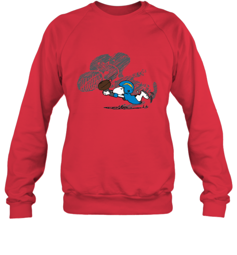 3pup los angeles chargers snoopy plays the football game sweatshirt 35 front red