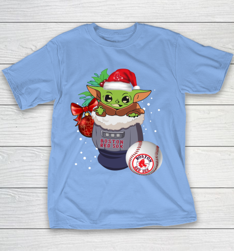 Boston Red Sox Christmas Baby Yoda Star Wars Funny Happy MLB Youth T-Shirt 10
