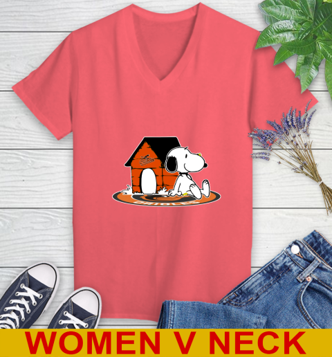 MLB Baseball Baltimore Orioles Snoopy The Peanuts Movie Shirt Women's V-Neck T-Shirt 7
