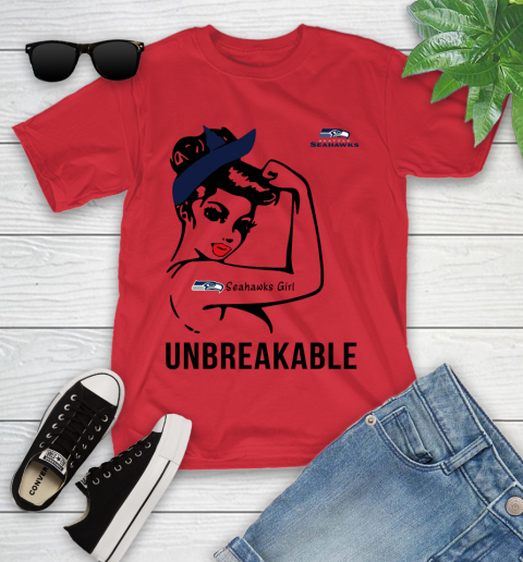 NFL Seattle Seahawks Girl Unbreakable Football Sports Youth T-Shirt 8