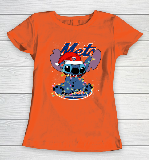 New York Mets MLB noel stitch Baseball Christmas Women's T-Shirt 2