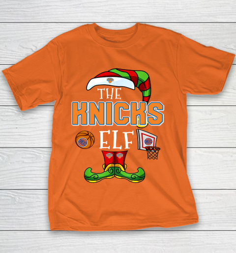 New York Knicks Christmas ELF Funny NBA Youth T-Shirt 4