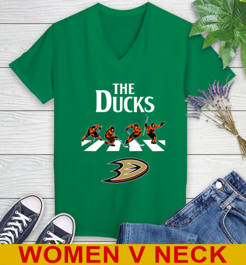 NHL Hockey Anaheim Ducks The Beatles Rock Band Shirt Women's V-Neck T-Shirt 5