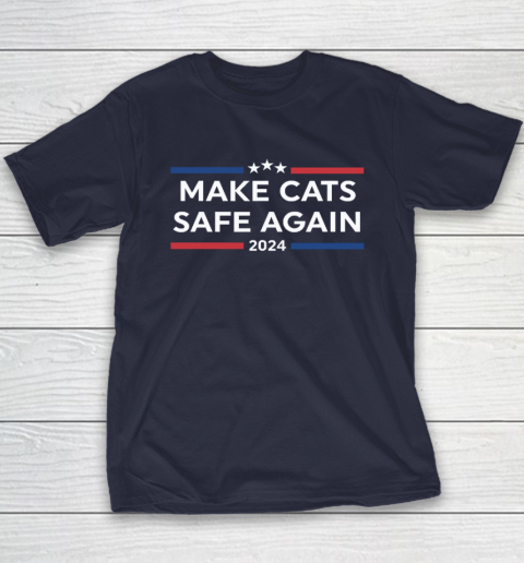 Make Cats Safe Again Funny 2024 Presidential Election Youth T-Shirt 2