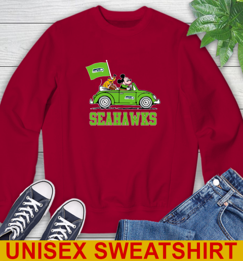NFL Football Seattle Seahawks Pluto Mickey Driving Disney Shirt Sweatshirt 7