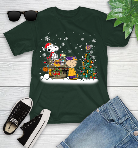 Los Angeles Lakers NBA Basketball Christmas The Peanuts Movie Snoopy Championship Youth T-Shirt 5