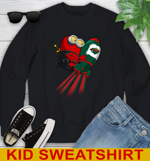 NHL Hockey Minnesota Wild Deadpool Minion Marvel Shirt Youth Sweatshirt