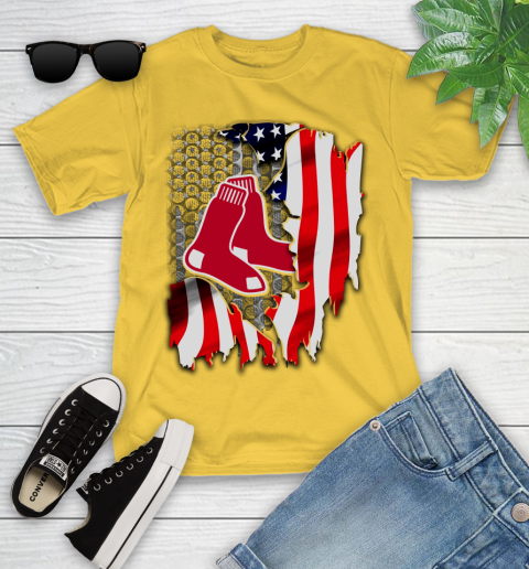 Boston Red Sox MLB Baseball American Flag Youth T-Shirt 10
