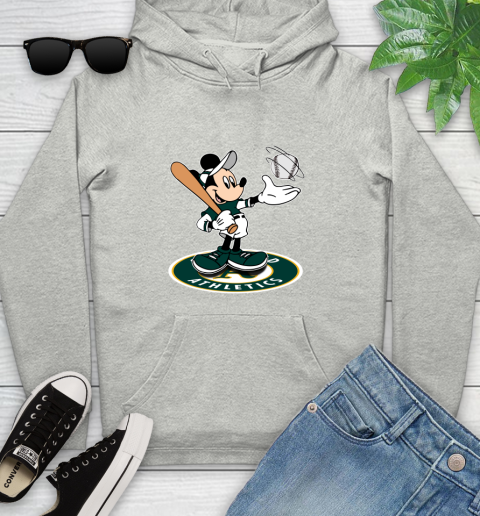 MLB Baseball Oakland Athletics Cheerful Mickey Disney Shirt Youth Hoodie 2
