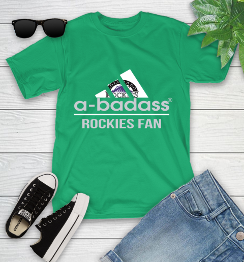 MLB A Badass Colorado Rockies Fan Adidas Baseball Sports Youth T-Shirt 8