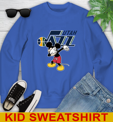 Utah Jazz NBA Basketball Dabbing Mickey Disney Sports Youth Sweatshirt 7