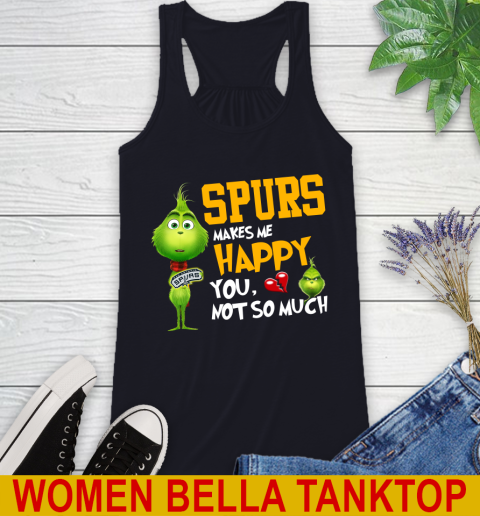 NBA San Antonio Spurs Makes Me Happy You Not So Much Grinch Basketball Sports Racerback Tank 8