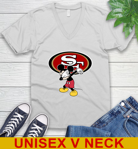 San Francisco 49ers NFL Football Dabbing Mickey Disney Sports V-Neck T-Shirt