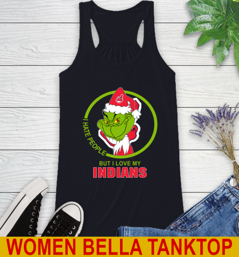 Cleveland Indians MLB Christmas Grinch I Hate People But I Love My Favorite Baseball Team Racerback Tank 10