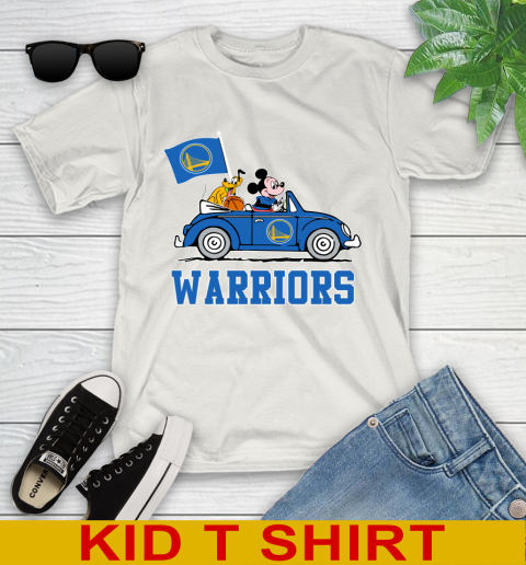 NBA Basketball Golden State Warriors Pluto Mickey Driving Disney Shirt Youth T-Shirt 12