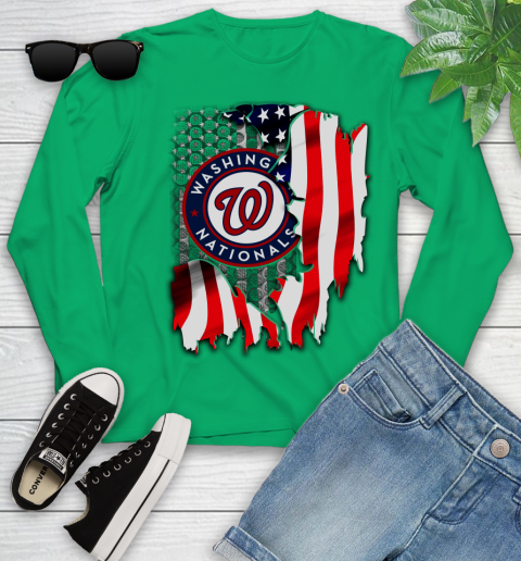 Washington Nationals MLB Baseball American Flag Youth Long Sleeve 7