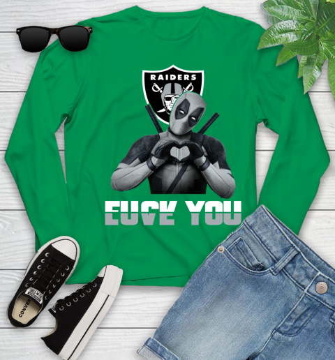 NHL Oakland Raiders Deadpool Love You Fuck You Football Sports Youth Long Sleeve 7