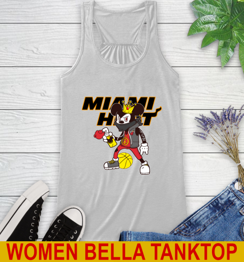 Miami Heat NBA Basketball Mickey Peace Sign Sports Racerback Tank