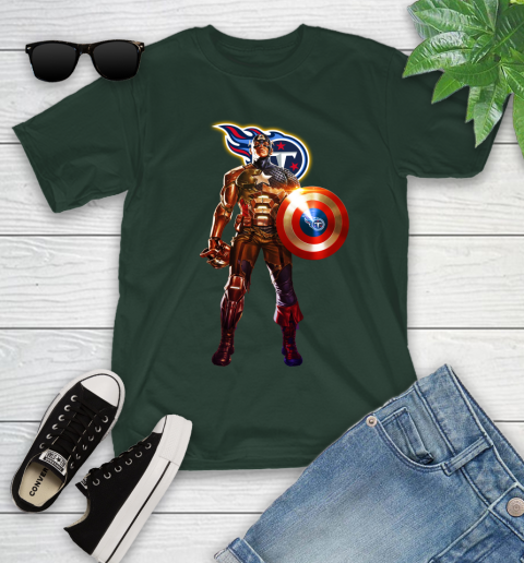 NFL Captain America Marvel Avengers Endgame Football Sports Tennessee Titans Youth T-Shirt 5