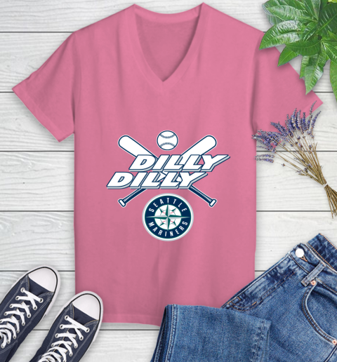MLB Seattle Mariners Dilly Dilly Baseball Sports Women's V-Neck T-Shirt 13