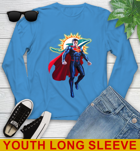 NFL Superman DC Sports Football Miami Dolphins Youth Long Sleeve 8