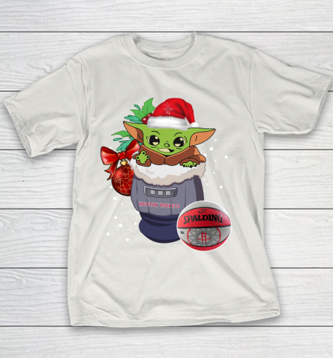Houston Rockets Christmas Baby Yoda Star Wars Funny Happy NBA Youth T-Shirt 11