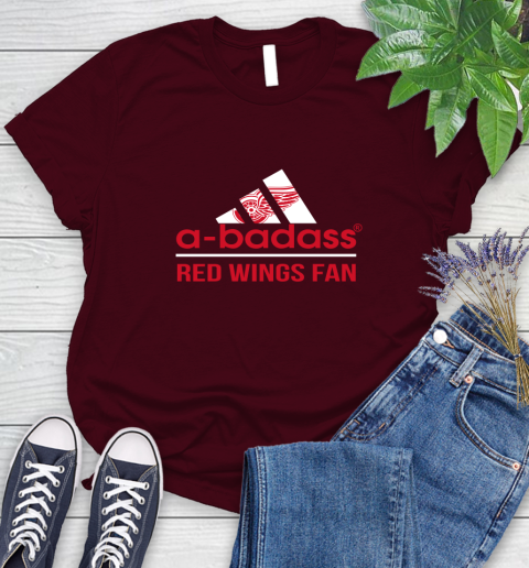 NHL A Badass Detroit Red Wings Fan Adidas Hockey Sports Women's T-Shirt 7