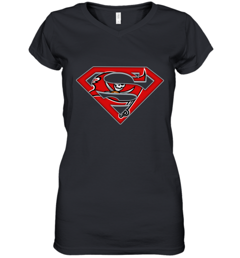 We Are Undefeatable The Tampa Bay Buccaneers x Superman NFL Women's V-Neck T-Shirt