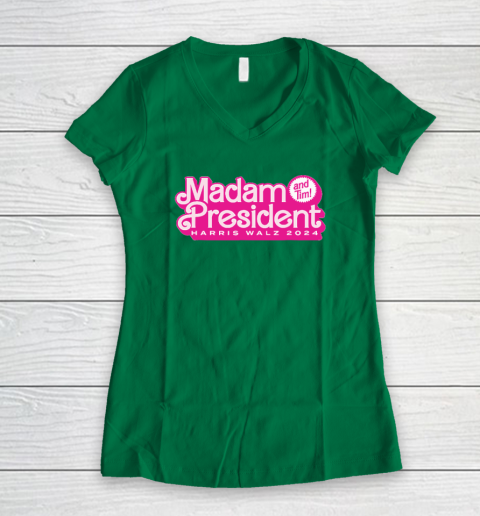 Madam President (and Tim!) Kamala Harris Women's V-Neck T-Shirt 3