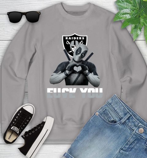 NHL Oakland Raiders Deadpool Love You Fuck You Football Sports Youth Sweatshirt 3