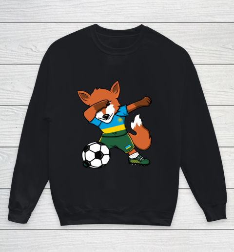 Dabbing Fox Rwanda Soccer Fans Jersey Rwandan Football Lover Youth Sweatshirt