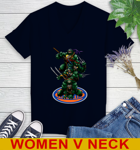 NBA Basketball New York Knicks Teenage Mutant Ninja Turtles Shirt Women's V-Neck T-Shirt - Image 4
