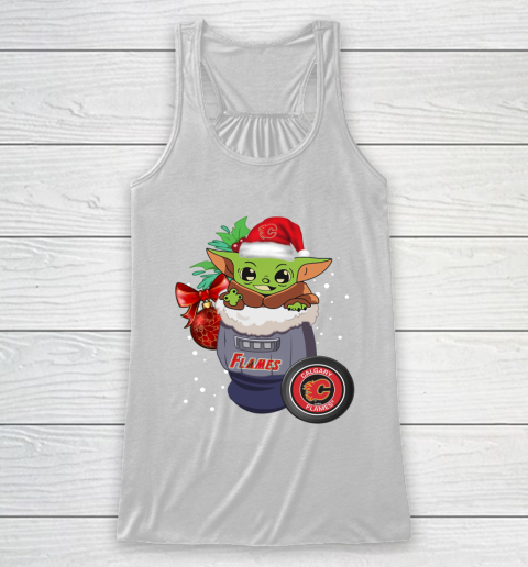 Calgary Flames Christmas Baby Yoda Star Wars Funny Happy NHL Racerback Tank 2